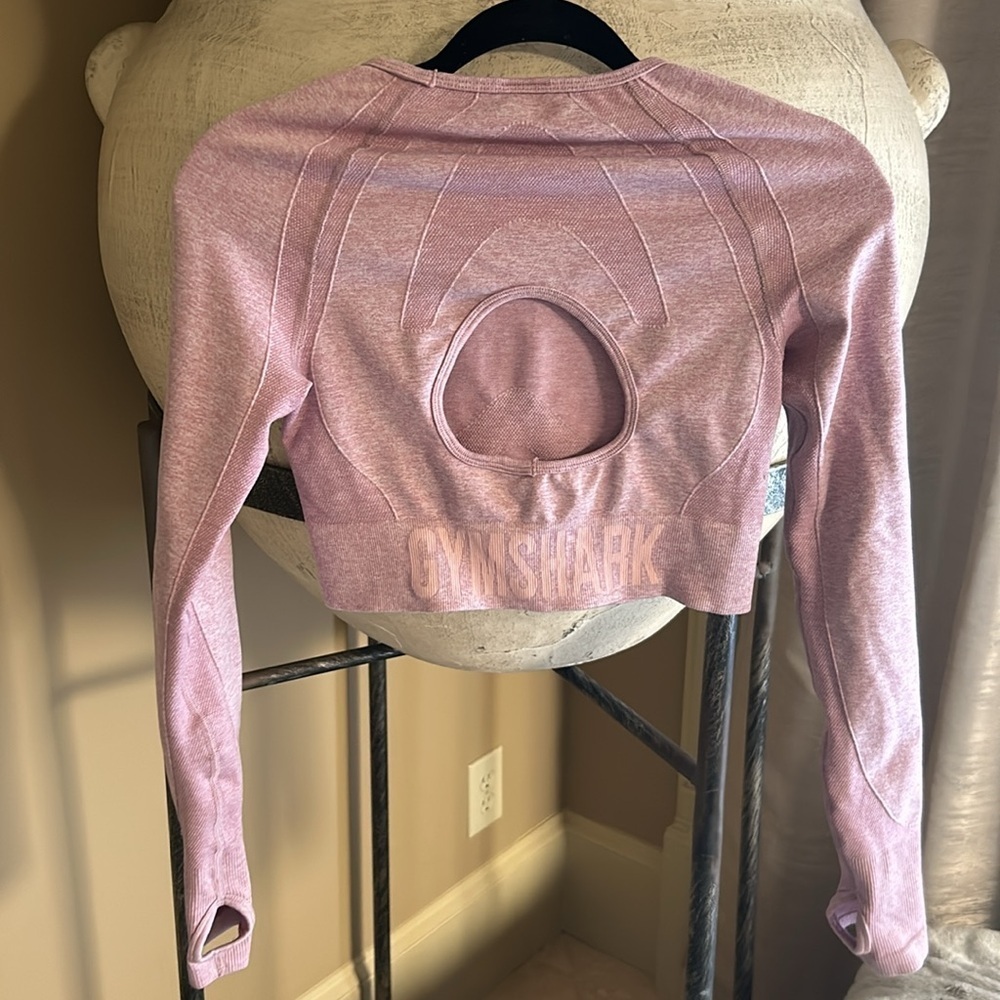 Gymshark Flex Sports Long Sleeve Crop Top - Light Purple Marl - Picture 3 of 4